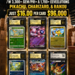 6,000 CARD HOT MIX /W 3,300+ GEM/PRI+ & 1,700+ EEVEELUTIONS PIKACHU, CHARIZARD, & MEW