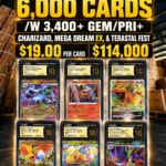 POPULAR NAME HOT MIX 6,000 CARDS /W 3,400+ GEM/PRI+ CHARIZARD, MEGA DREAM EX, & TERASTAL FEST