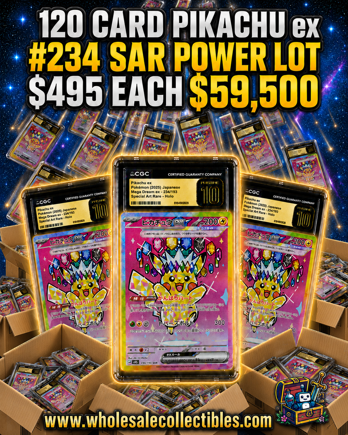 ChatGPT Image Jun 27, 2026, 01_18_51 PM 120 CARD PIKACHU ex #234 SAR POWER LOT 117 GEM/PRI+ - Image 1
